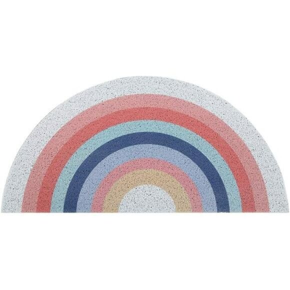 Rainbow Area Rug Semi Circle Anti Slip Door Mat Colorful Bedroom Floor Carpet - Picture 2 of 7